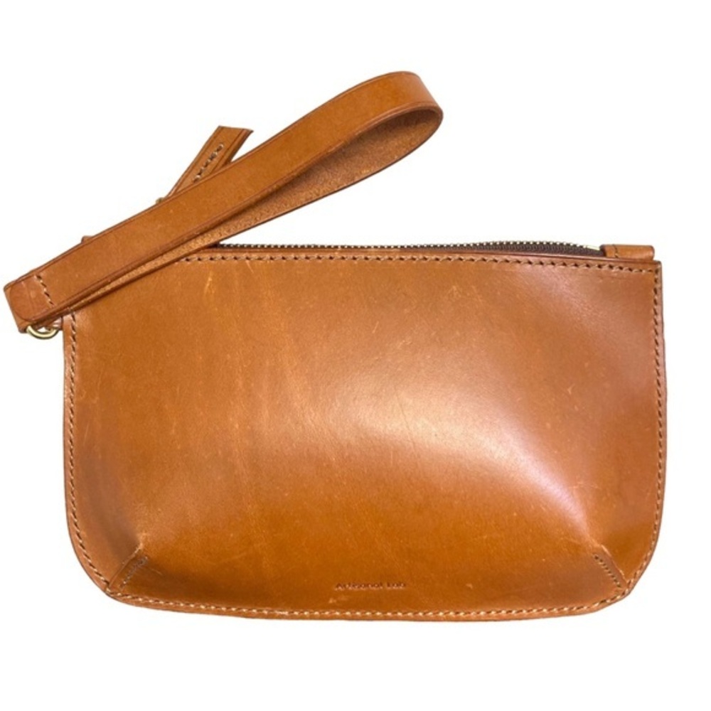 Artisanal labs leather wristlet clutch bag